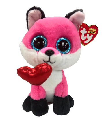 Ty Beanie Boo Parfait Pink Valentine Fox Plush Toy - 6" Small Multi Color - Model 37365