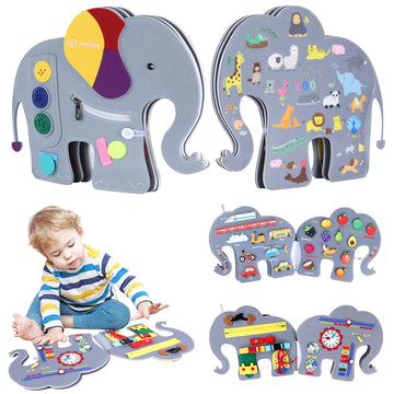 Heypappy Busy Board, 4 Pages Educational Busy Book Learning Sensory Toys for Toddlers with Fine Motor Skills, Busy Book Toys Gif