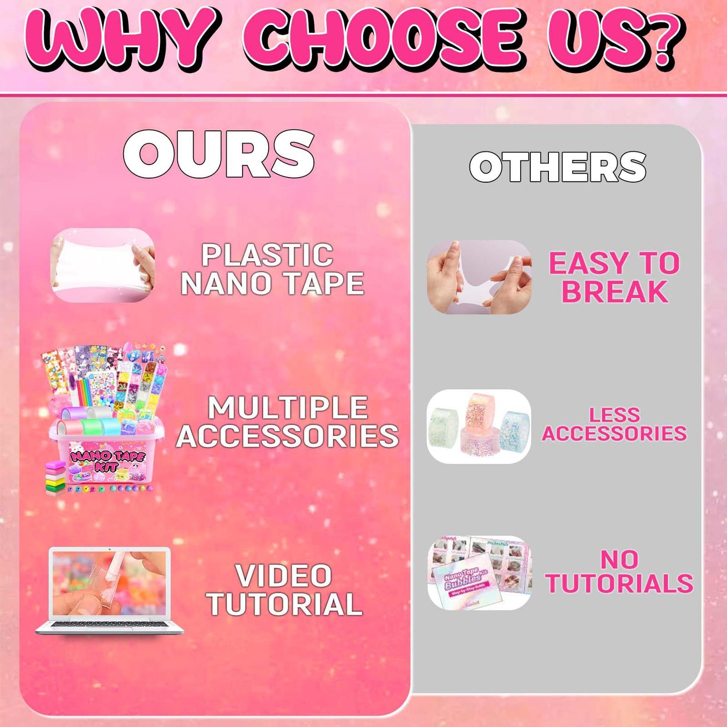 ZiZa Nano Tape Bubble Kit for Kids - Pink Squishy Maker with Video Tutorials