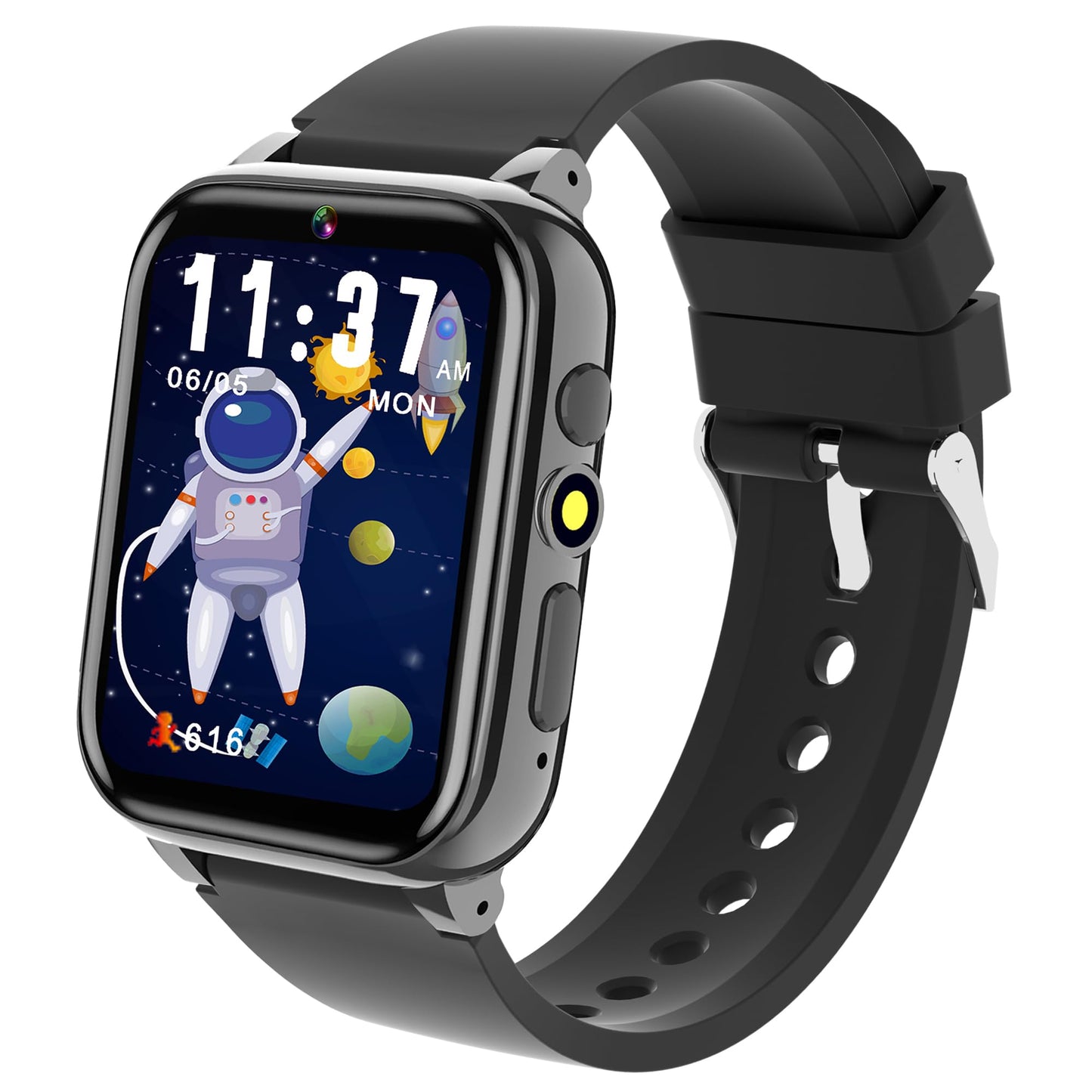 Spodus Kids Smart Watch Learning Watches Toys For Boys With Kids Games Learning Card Step Counter Audio Book Alarm Calendar (Bla