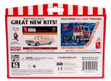 Amt Spokes & Stripes Wheel & Tire Pack (Works With Many Vintage Muscle, Custom & Street Rod Car Kits), Factory Color, Amtpp031