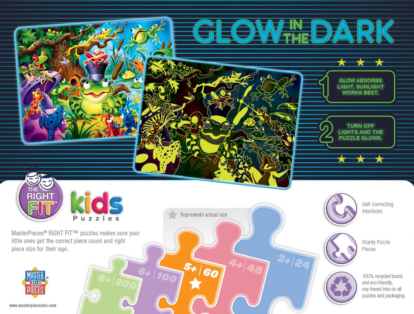 Masterpieces Glow In The Dark 60 Right Fit Puzzles Collection - Abracadabra 60 Piece Jigsaw Puzzle, 14''X19''