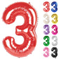 Red Number 3 Balloon 40 Inch, 3 Balloon Number, 3Rd Birthday Decorations, Red Party Supplies For Boys Girls