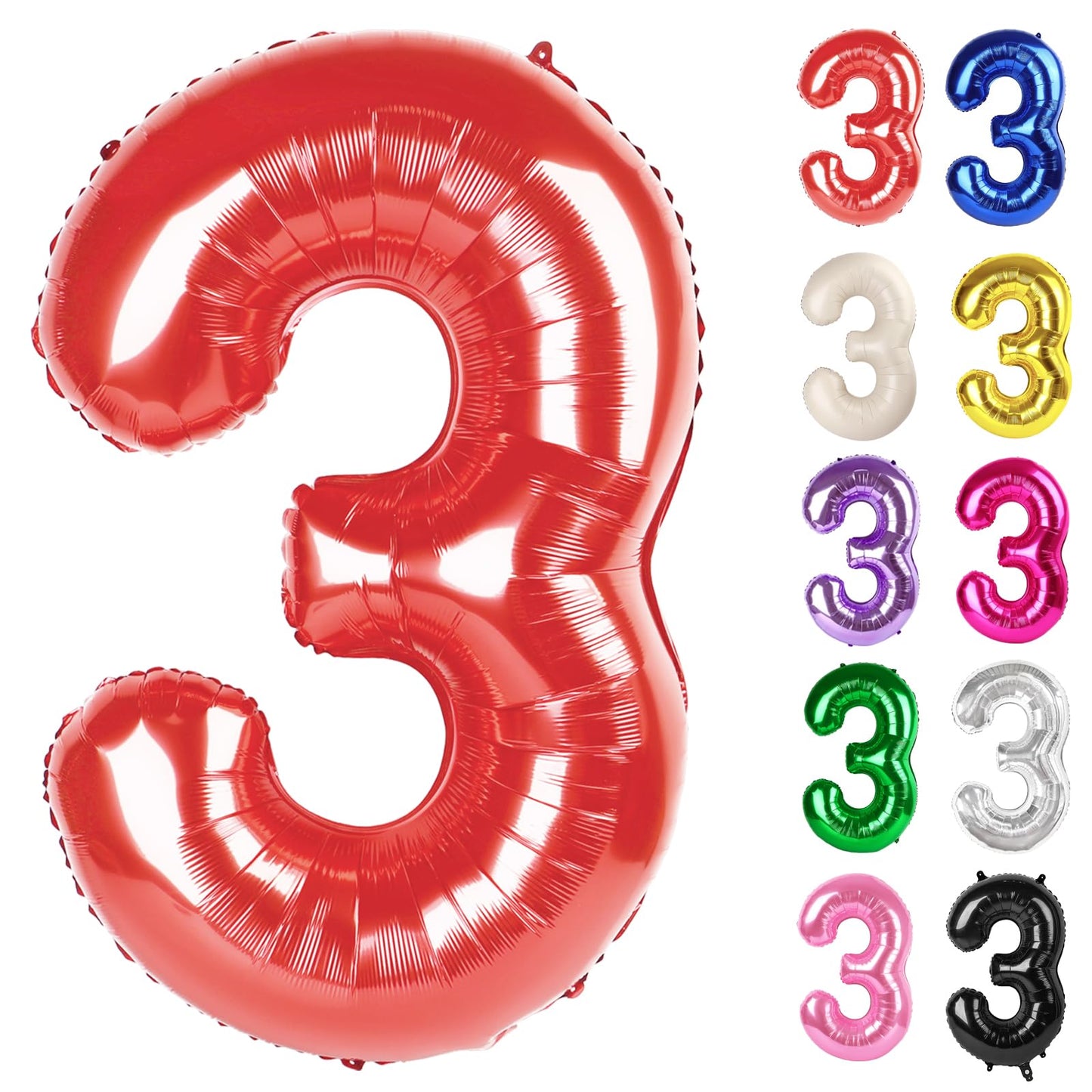 Red Number 3 Balloon 40 Inch, 3 Balloon Number, 3Rd Birthday Decorations, Red Party Supplies For Boys Girls