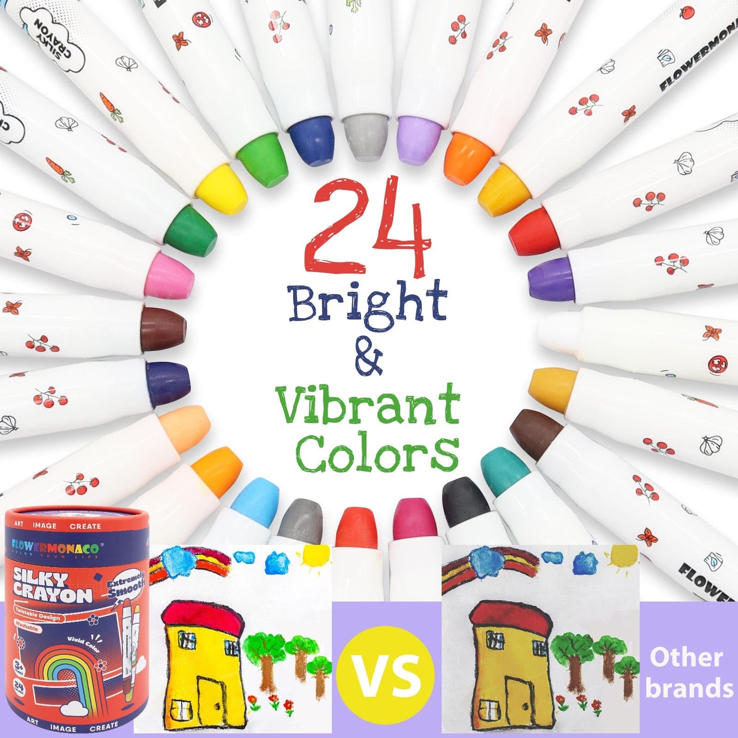 Lebze Jumbo Crayons Set - 24 Non-Toxic Twistable Crayons for Toddlers, Large Size, Assorted Colors, Perfect Gift for Kids