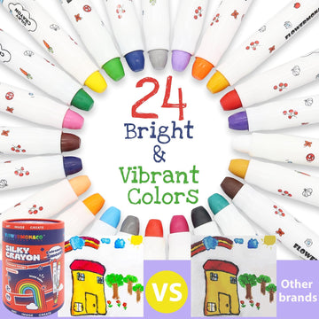 Lebze Jumbo Crayons Set - 24 Non-Toxic Twistable Crayons for Toddlers, Large Size, Assorted Colors, Perfect Gift for Kids