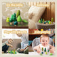 Oessuf 8Pcs Wooden Tree Toy Set Wooden Forest Various Sizes Natural Woodland Trees Creative Toddler Arts Toy