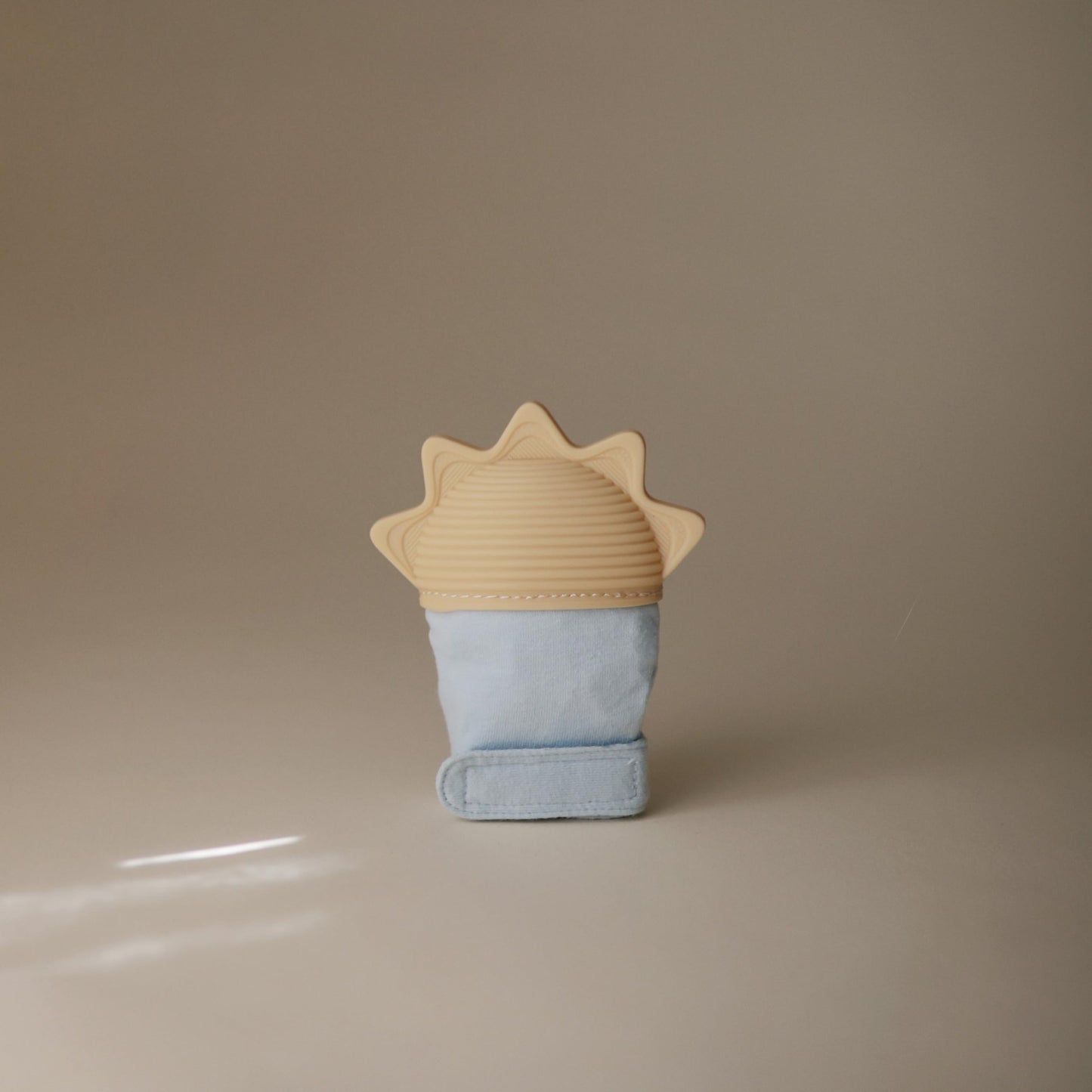 mushie Silicone Teething Mitten for Babies 3 Months+ (Sun) | Textured Silicone & Sensory Fabric with Adjustable Strap