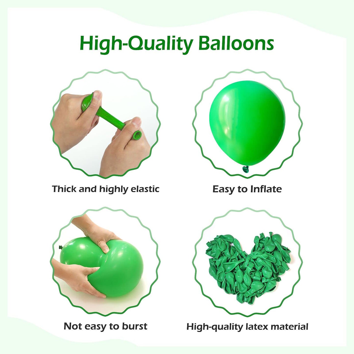 Fotiomrg 110Pcs Green Balloon Garland Arch Kit, 18 12 10 5 Inch Green Latex Balloons Different Sizes Pack For Birthday Graduatio