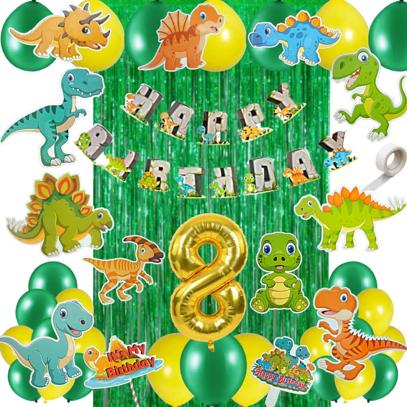Fi  Flick In 50 Pcs 8Th Birthday Jungle Theme Decoration For Boys Dinosaur Safari Animals Curtain Cutouts Dino Animal Banner 8T