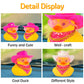 Wonuu Car Rubber Cowboy Duck, Yellow Ducks Decoration Dashboard With Cowboy Hat Necklace Sunglasses, Pink Black Line