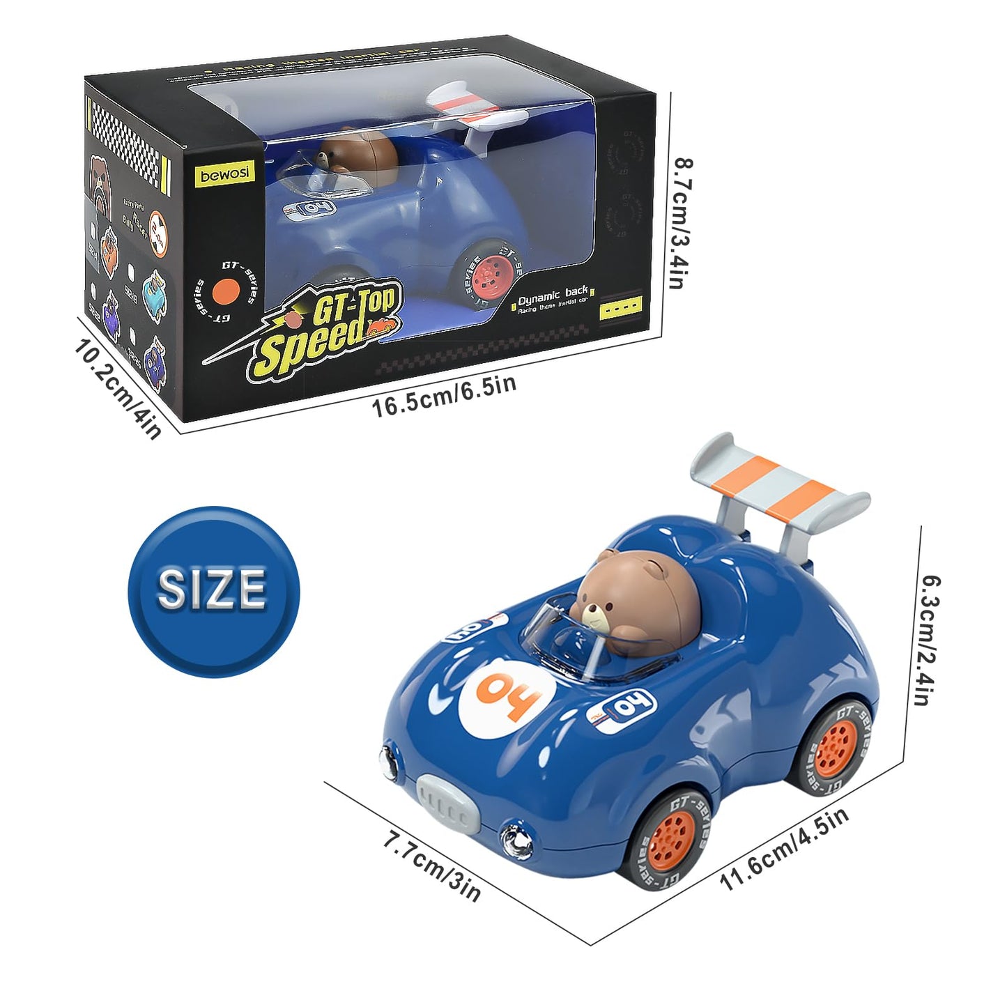 1-3 Years Old Kids Activated Light-up Car for Toddler -3-6 Years Old Inertia Drive Pull Back Car - Boys Girls Baby Birthday Xmas