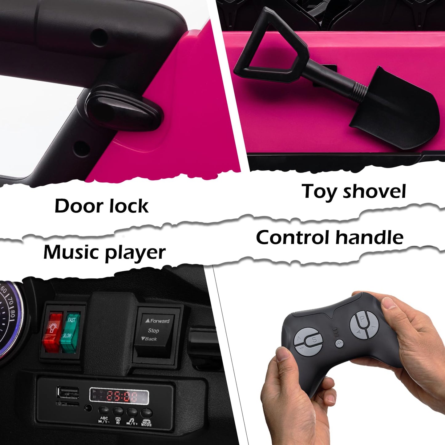 OTTARO 24V 4WD/2WD Switchable Ride on Cars, 2 Seater Kids Electric Vehicle Truck with 20 Inch Seater, 4x100W Motors, 4 Shock Abs