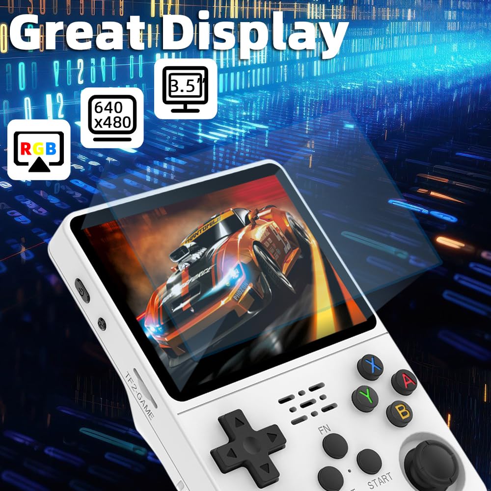 R36S Handheld Game Console 3.5-In 640*480 Ips Oca Screen 3200Mah Opensource System White