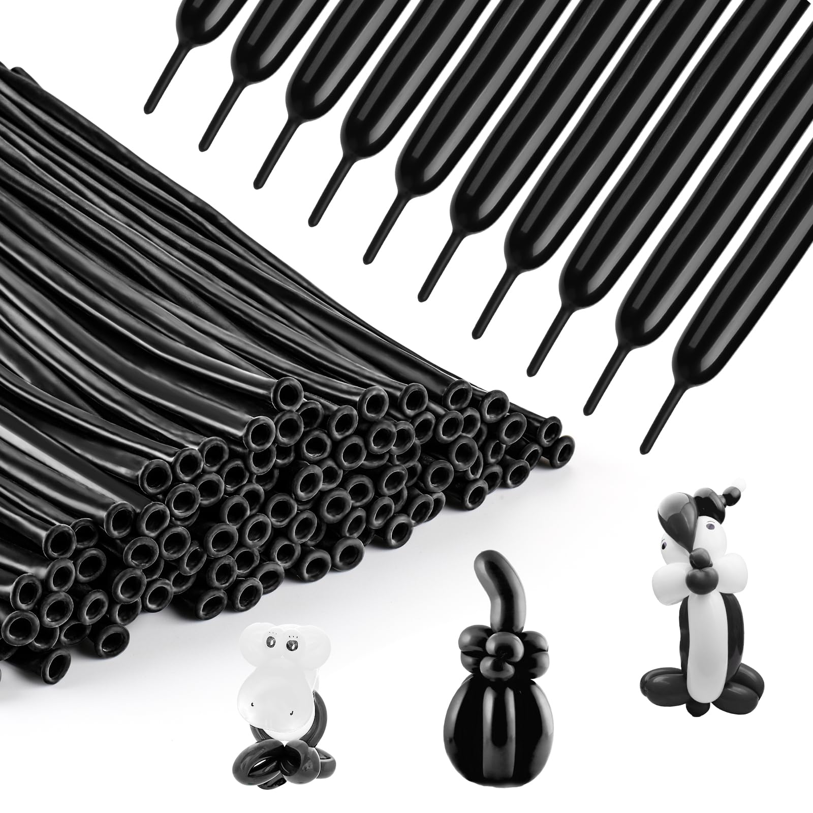 100Pcs 260 Balloons Black Long Balloons For Balloon Garland Thickening Skinny Latex Twisting Animals Modeling Christmas Birthday