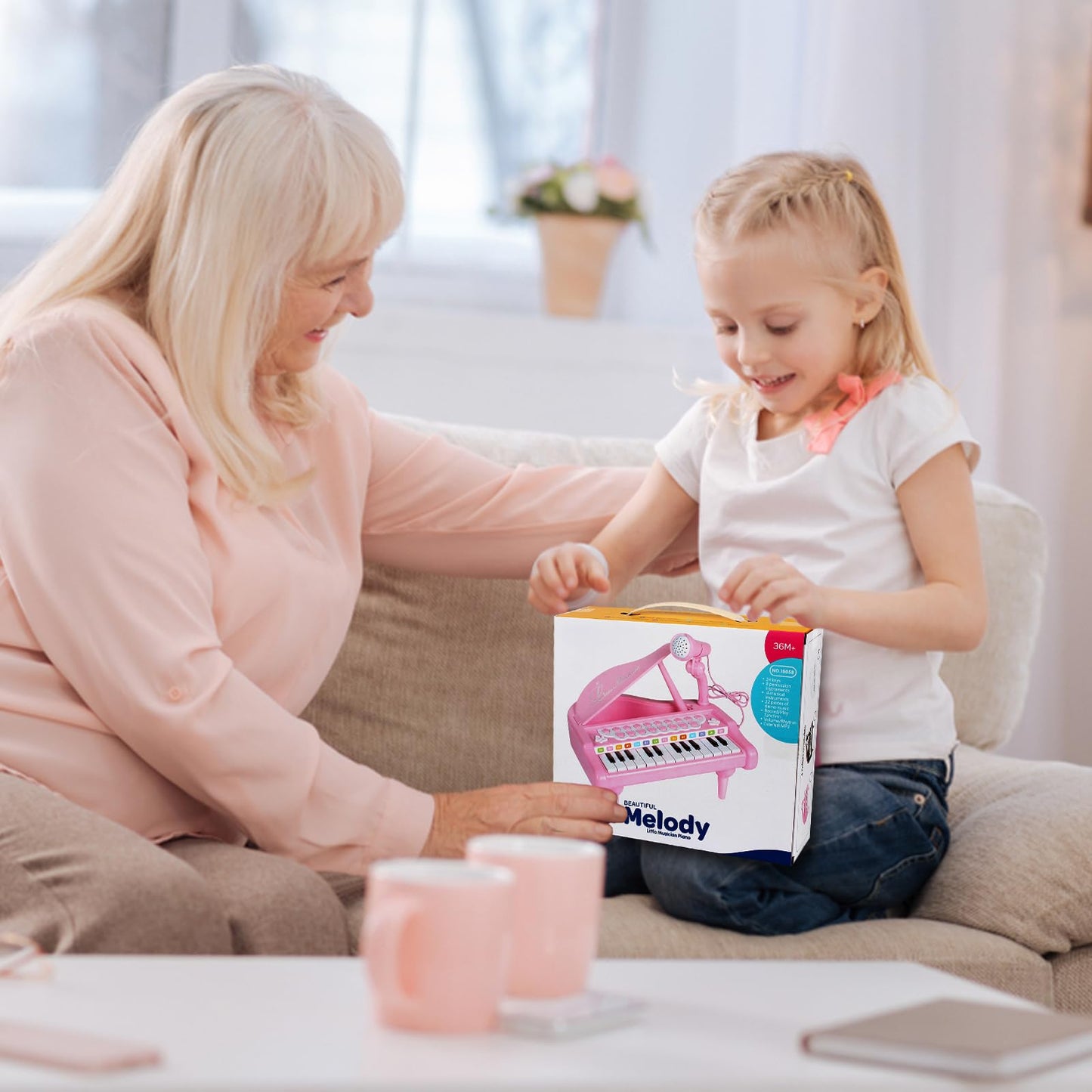 Conomus Piano Keyboard Toy For Girls-1 2 3 Year Old Girls First Birthday Gift -24 Keys Toddler Piano Multifunctional Musical Electronic Toy