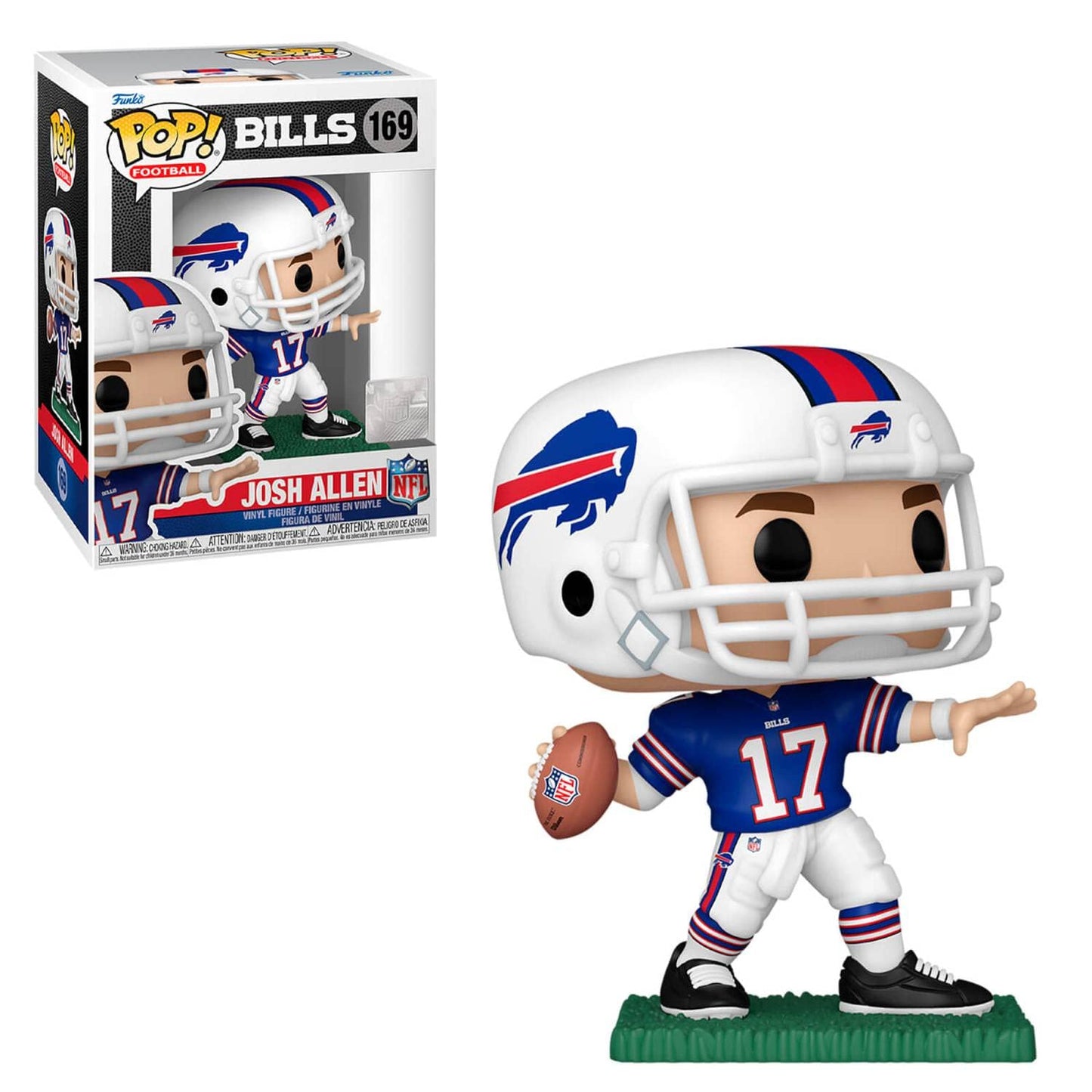 Pop Football: Bills - Josh Allen (Away Jersey) Funko Vinyl Figure (Bundled With Compatible Box Protector Case), Multicolor, 3.75 Inches