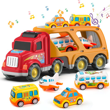 Veslier Toddler Toys Car for Boys Girls Age 1-3 3-5, 5 in 1 Carrier Transport City Vehicles Toys,Kids Toy Cars for Toddlers 1-3,