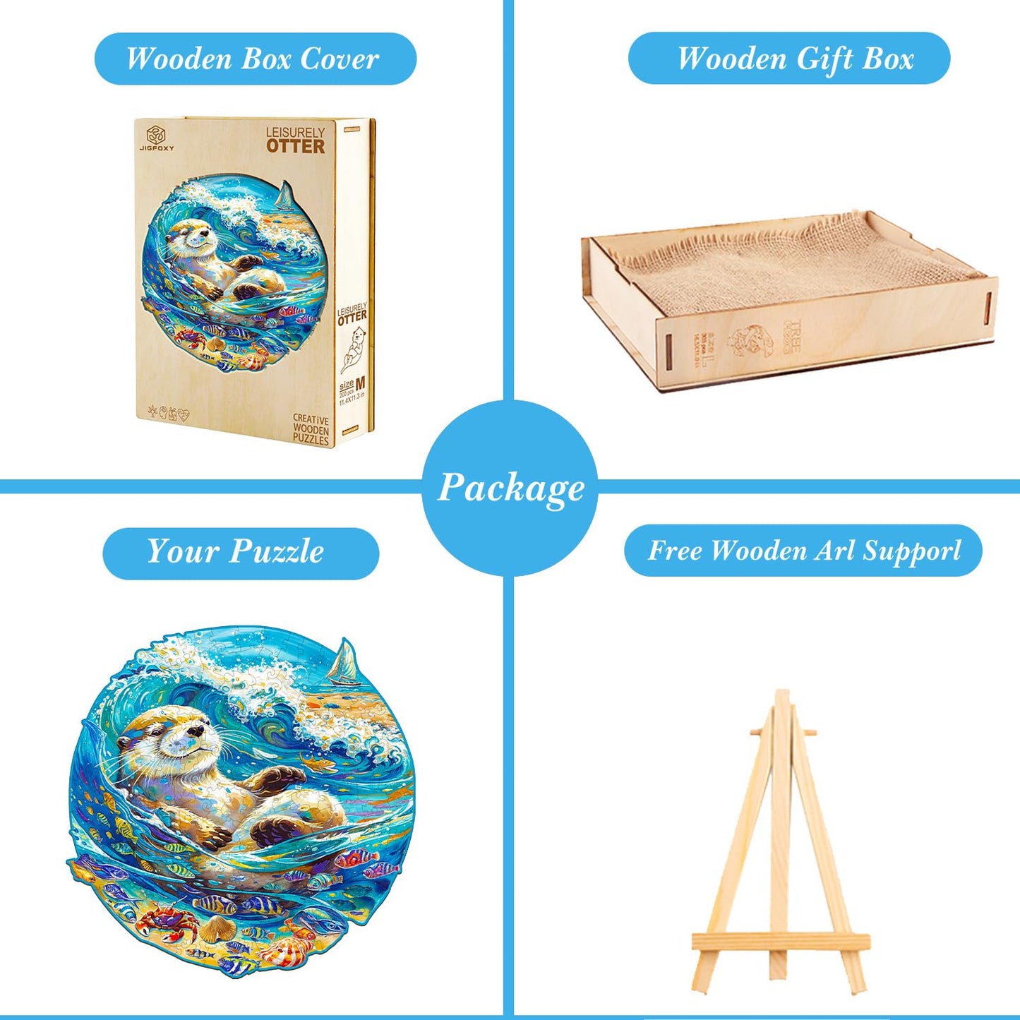 Jigfoxy Wooden Puzzle for mature-themeds  Leisurely Otter Wooden Jigsaw Puzzles for mature-themed  Unique Animal Shape Wood Cut Puzzles  Christmas Thanksgiving Gifts for Friends Family (S-8.5 * 8.3in-100pcs)