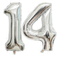 40 Inch Silver 14 Number Balloons Giant 14 Or 41 Balloons Silver Birthday 14 Balloons 14Th Birthday Anniversary Party Decoration