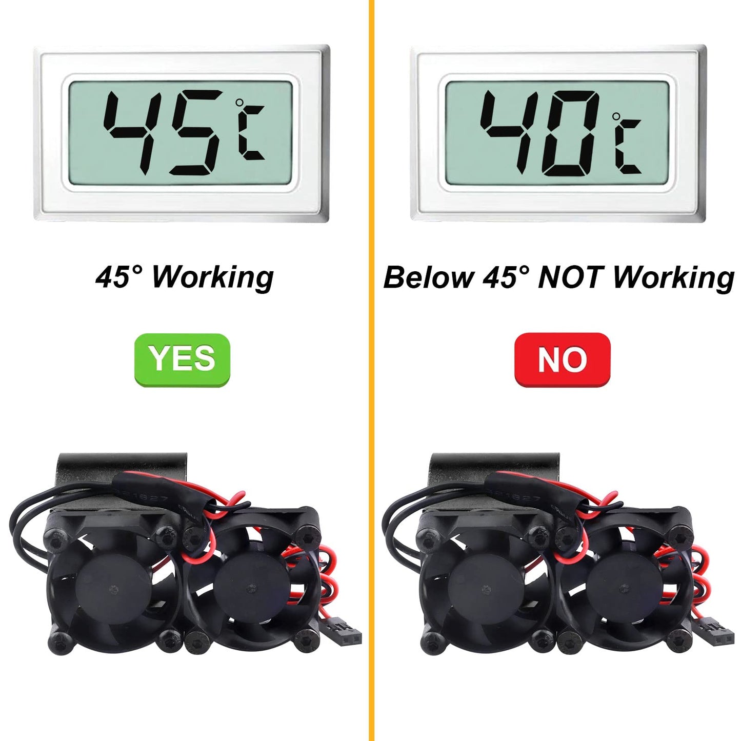 RC Motor Fan Radiator Aluminum Thermal Sensor Heat Sink Twin Cooling Fans for 1/10 RC Car 540/550 Traxxas Axial Redcat HSP HPI W