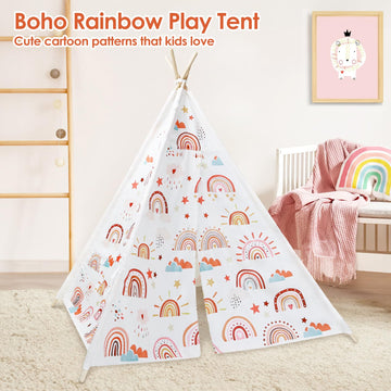 Kids Teepee Tent Toddler Tent Indian Tipi Tent For Kids Upgrade Stable Indoor Tent Playhouse Outdoor Play Tent For Girls & Boys