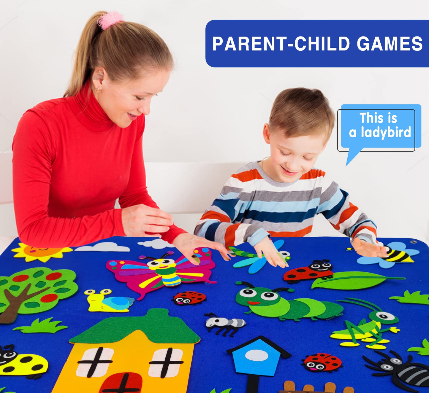 Craftstory Insects & Bugs Flannel Felt Story Board For Toddlers Learning Activities 3.5 Ft Sensory Busy Board With Caterpillar B