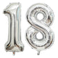 40 Inch Silver 18 Number Balloons Giant 18 Balloons Silver Birthday 18 Balloons 18Th Birthday Anniversary Party Decorations Supp