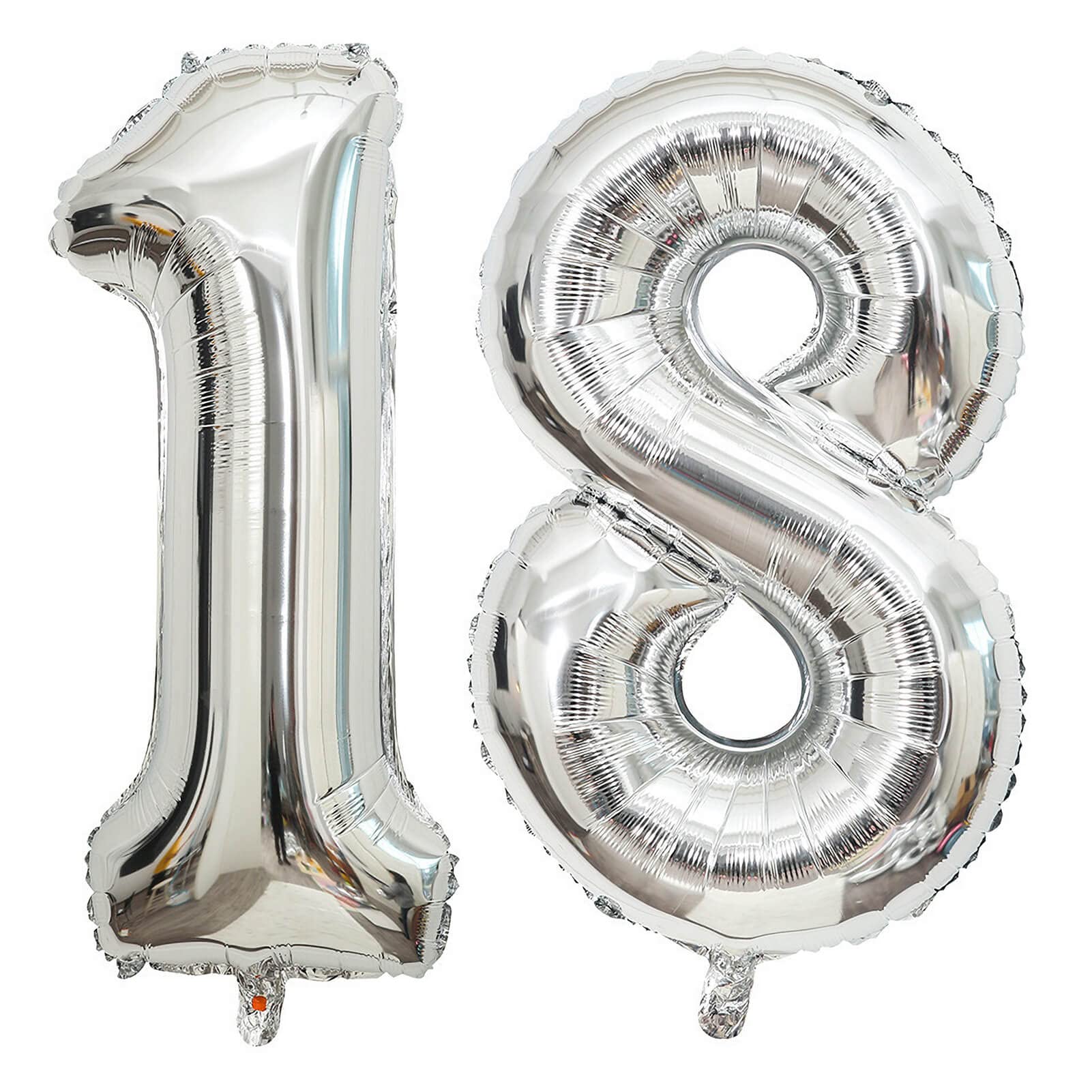40 Inch Silver 18 Number Balloons Giant 18 Balloons Silver Birthday 18 Balloons 18Th Birthday Anniversary Party Decorations Supp