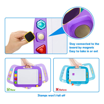 Sgile Large Magnetic Drawing Board - 4 Colors 16×13In Writing Painting Doodle Pad With 4 Stamps For Toddlers, Learning Educational Toy Etch Sketch Gift For 36+ Month Kids Girls Boys, Purple