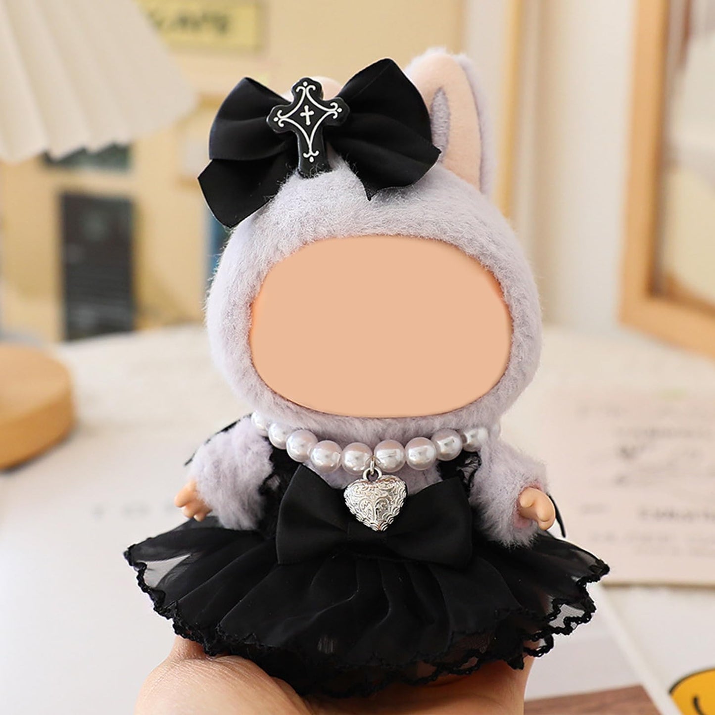 QIUTIMIY Clothes for Doll 17cm Doll Clothes 3-Piece-Set Doll Clothes enhanced Doll Outfit with Accessories-Birthday Hairpin+Dress+Necklace(NO Doll Included)