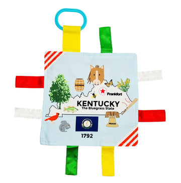 Baby Jack & Co 8X8” Learning Lovey Tag Toys For Babies - Baby Crinkle Toys - Crinkle Toys For Baby - Soft & Safe - Learn Usa State Facts - Ideal Baby Toy Bpa Free W/Stroller Clip (Kentucky)