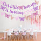 Our Little Butterfly is Turning One Banner Purple Glitter Butterfly 1st Birthday Banner for Spring Butterfly Girls One Year Old