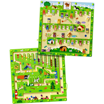 2 In 1 Magnetic Color And Number Maze Magnet Alphabet Counting Dog Puzzle Double Sided Board Fine Motor Skills Montessori Educat