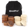 QuadPro Wooden Checkers Pieces Only  24 Wood Checkers Pieces with Storage Bag  enhanced Wood Pieces for Backgn  Ideal for Replacement or Spare Pieces (1.26 Diameter -Brown&Burlywood)