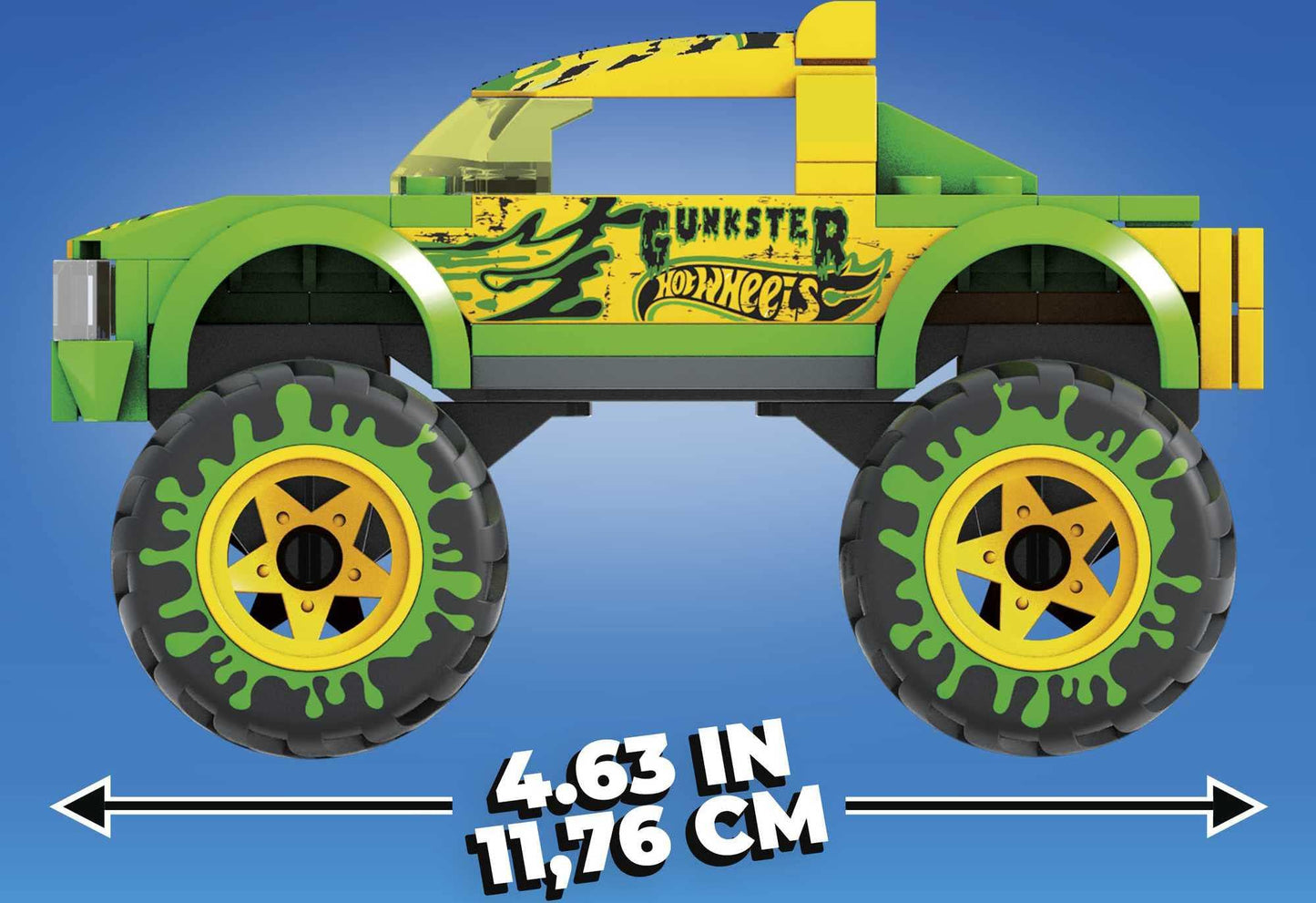 Mega Hot Wheels Gunkster Monster Truck Building Set Toy Car With Micro Figure Driver, 69 Pieces, Gift Set For Boys And Girls Age