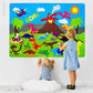 WATINC Dinosaur Felt-Board Stories Set 3.5Ft 37Pcs Preschool Dinosaurs Classification Storytelling Flannel Roar Volcano Ancient