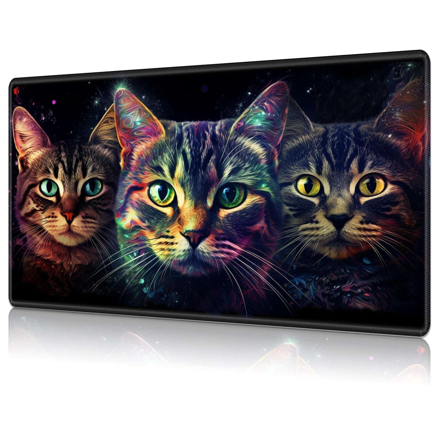 MTG Playmat Game Play Mat for MTG TCG 24 x 14 inches Cards Game Playmats Trading Card Game Stitched Play Mats Commander Deck Gaming Desk Mat Card Gameplay Mats Three Cute Cats