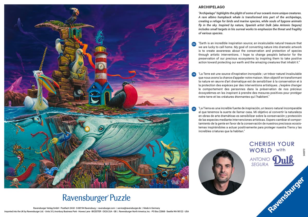 Ravensburger 500 Piece Jigsaw Puzzle - Oceanic Refuge Art by Dulk, Multicolor, 18.50 x 18.50in, Premium Cardboard