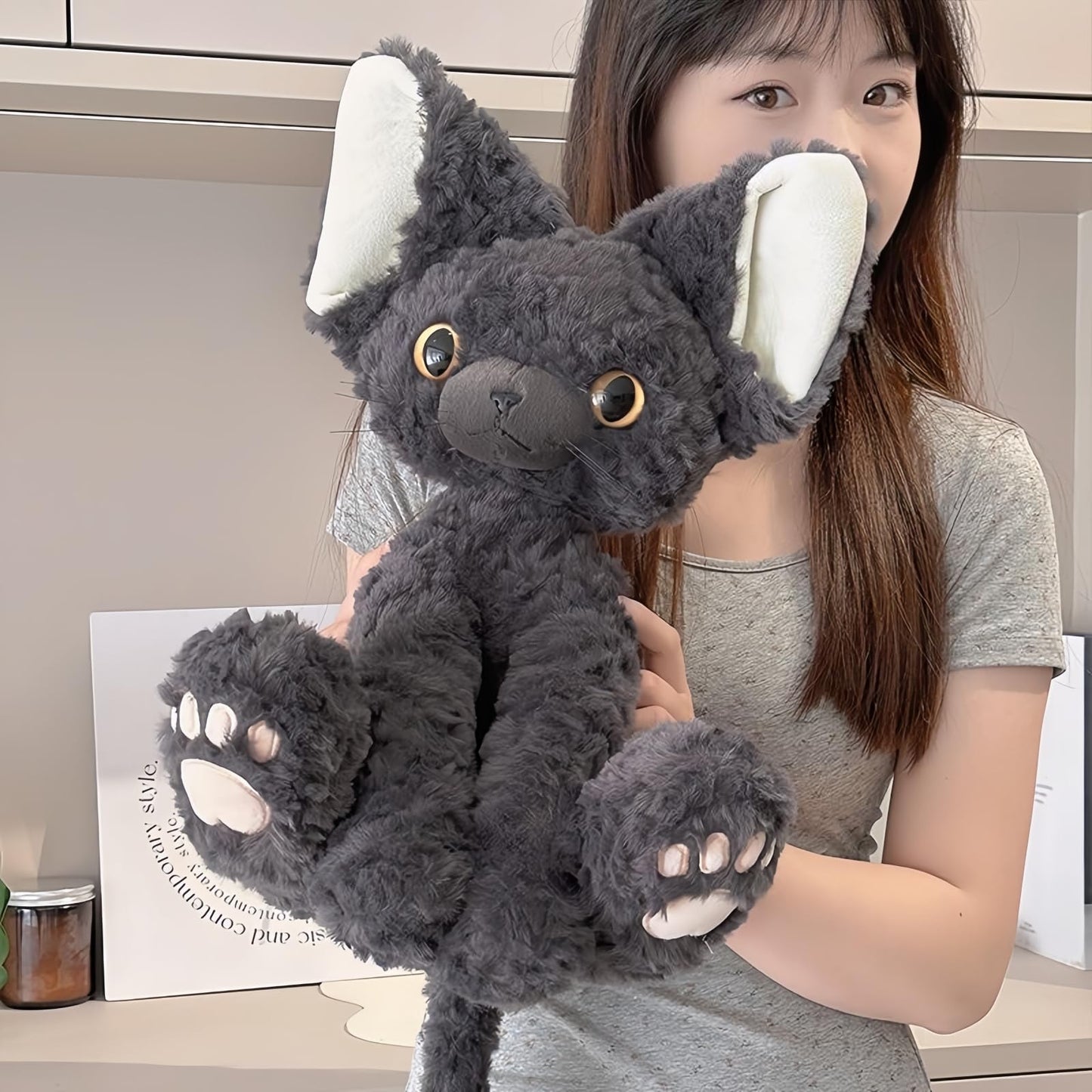 RRSDJJ Kitten Plush Toy  enhanced Cat Stuffed Animal  Black Cat Plush Stuffed Animal Soft and Comfortable Occasions Great Gift for Kids  Lovers  Friends (Black Cat)