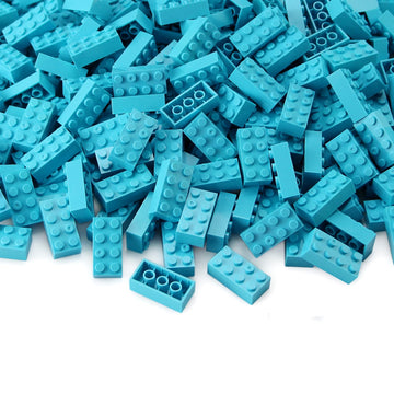 Feleph 2X4 Bricks Medium Azure 320 Pieces Parts Classic Building Kit Creative Play Set Basic Blocks Toy Accessories Compatible With 3001 Major Brands