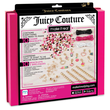 Make it Real - Juicy Couture Pink and Precious Bracelets - DIY Charm Bracelet Kit with Beads for Tween Jewelry Making - Jewelry