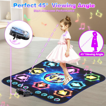 Dance Mat, 2024 Light Up 8-Button Dance Pad With Wireless Bluetooth, Flowing Light Control System With Stands, Kids Music Toys B