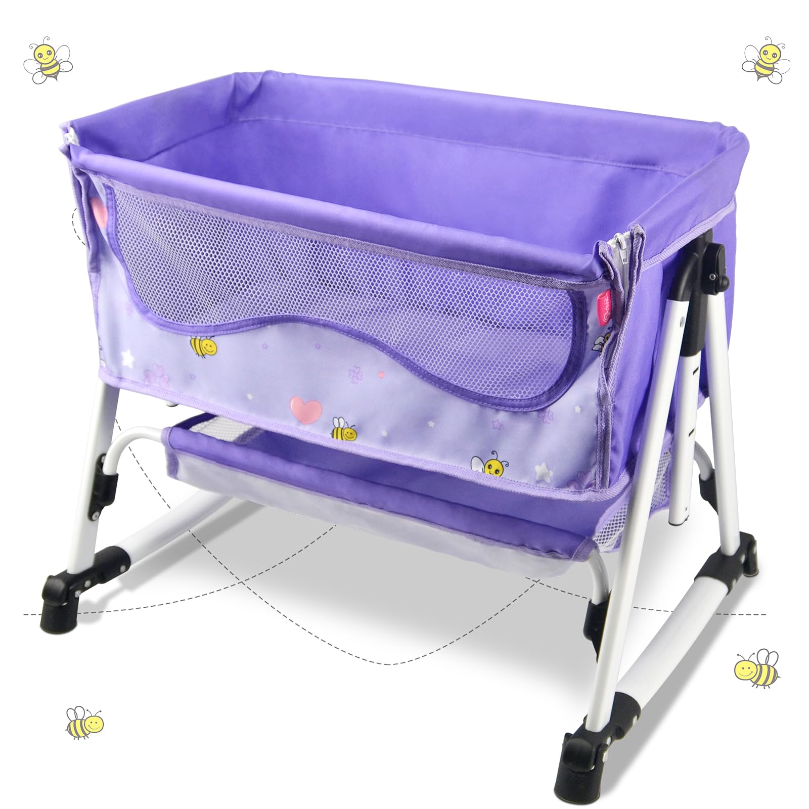 Anivia Doll Bed Furniture 2 Function Toy, Doll Bed And Doll Swings Together For 18 Inches Baby Dolls, Baby Doll Crib With Bottom (Dp601Purple)