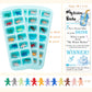 Zyflsq My Water Broke Baby Shower Game 60 Multicolor Mini Plastic Babies, 3 Ice Cube Trays, 1 Sign