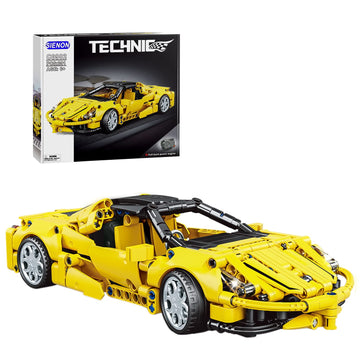 SIENON Technic Super Sports Car Building Kit Pull Back Race Car Toy, Racing Vehicle Collectible Model Supercar Building Set, Spo