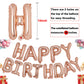 Accevo Rose Gold Happy Birthday Banner - 16 Inch Foil Letters Balloons for Kids & Adults, Durable Aluminum Material