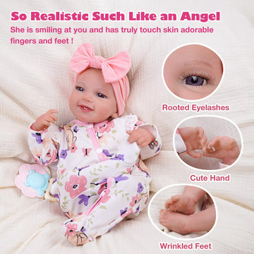 Babeside Lifelike Reborn Baby Dolls - Leen, 20-Inch Soft Body Realistic-Newborn Smile Baby Girl Doll Poseable Real Life Baby Dolls With Toy Accessories Set For Kids Age 3+