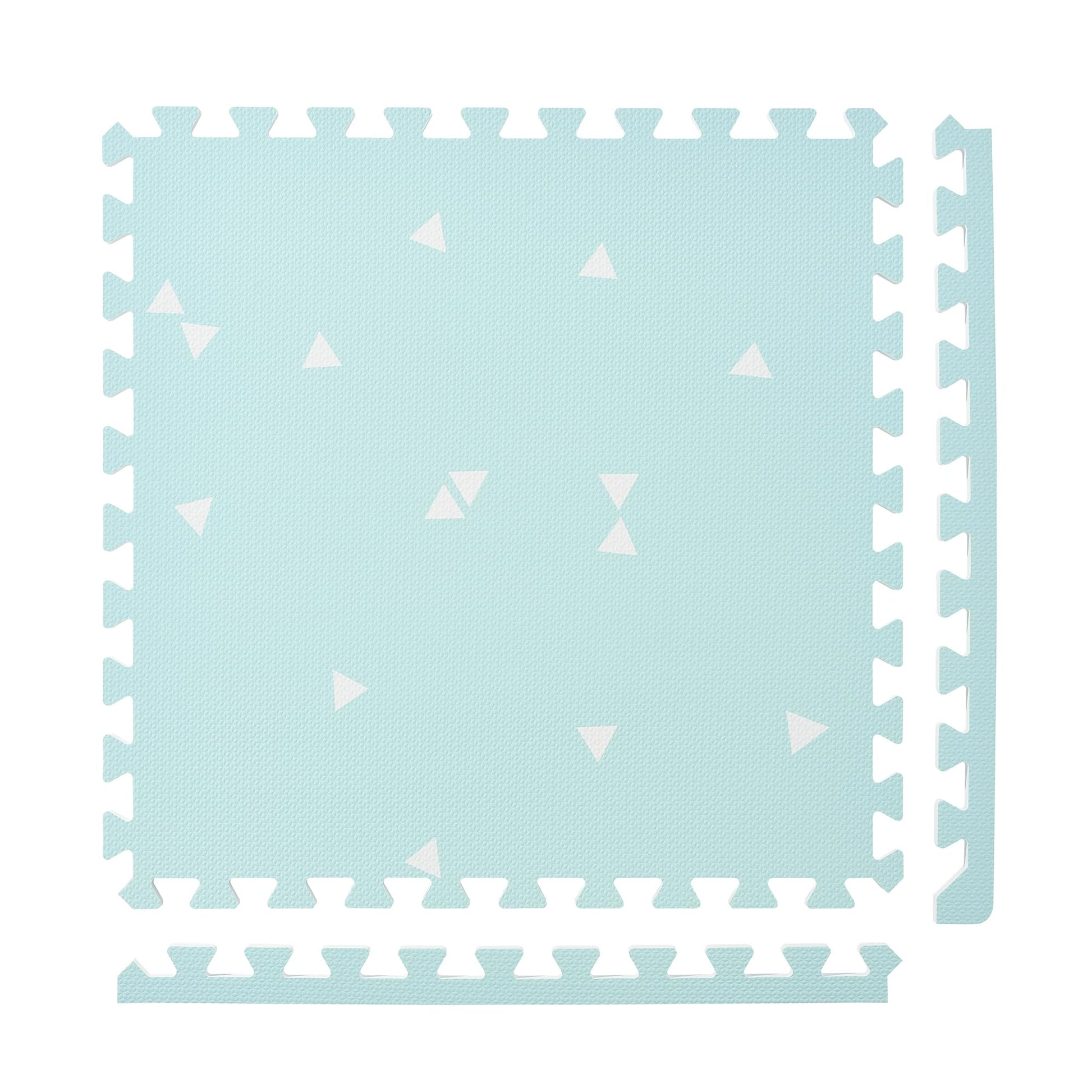 Popsykosy enhanced Exercise & Baby Foam Play Mats - Stylish & Large Non-Toxic Puzzle Floor Mat - 6 Tiles - Spacious 6ft x 4ft - Peel-Resistant Reinforced - Soft  Thick  Waterproof - Triangle Blue