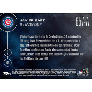 Mlb Chicago Cubs Javier Baez #657 2016 Topps Now Trading Card